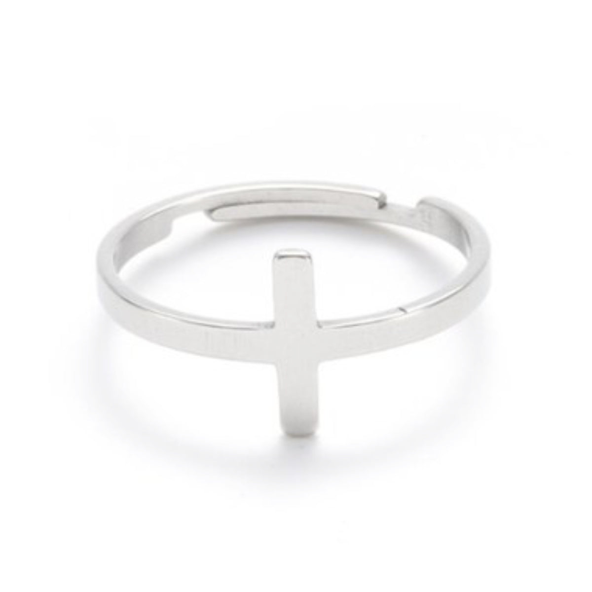 ring met kruis, zilver