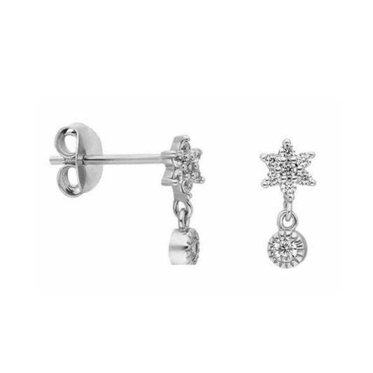 oorbellen met ster en muntje, zilver