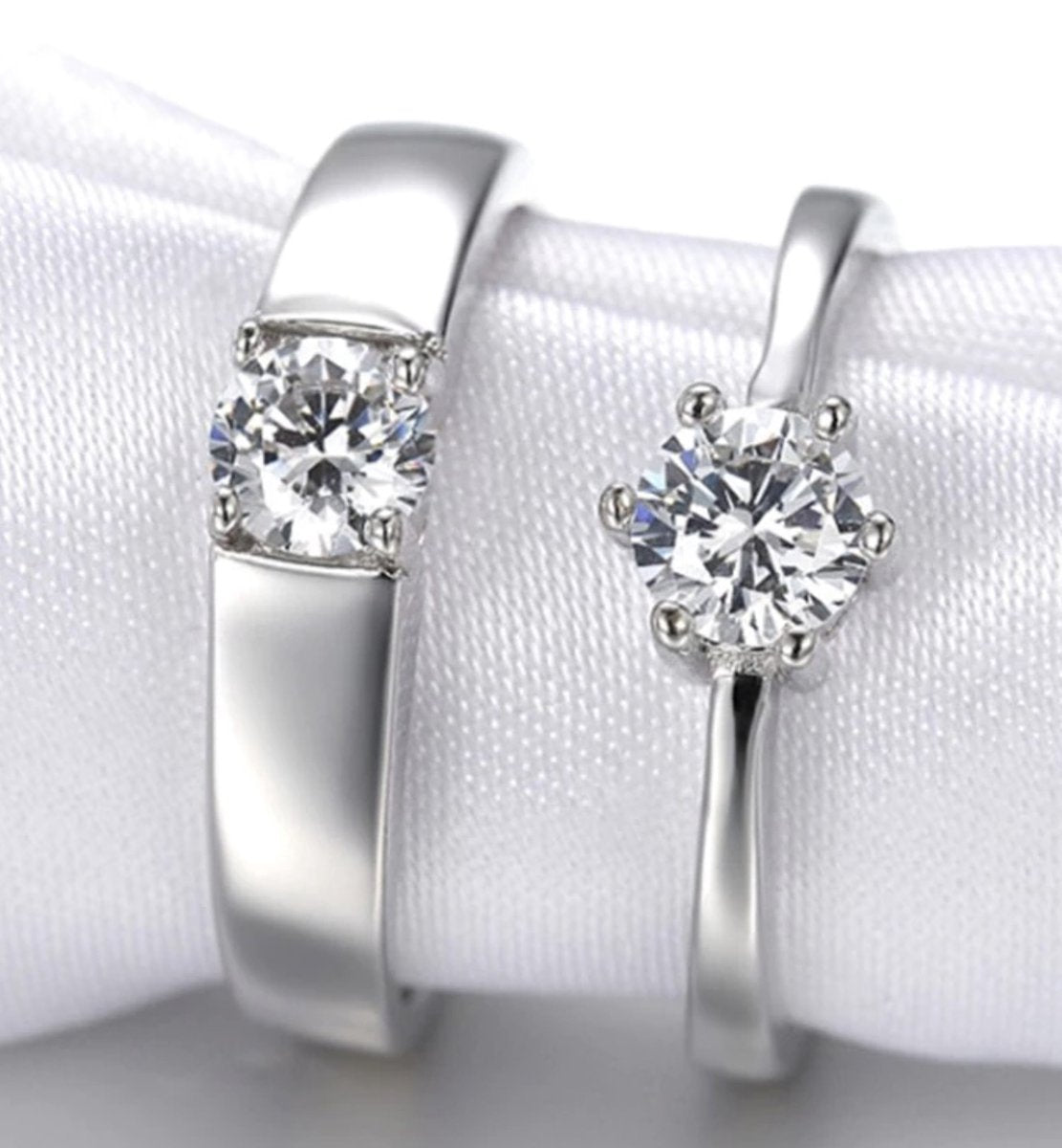 Zilveren ring dames en heren set zilver 925 verstelbare ringen