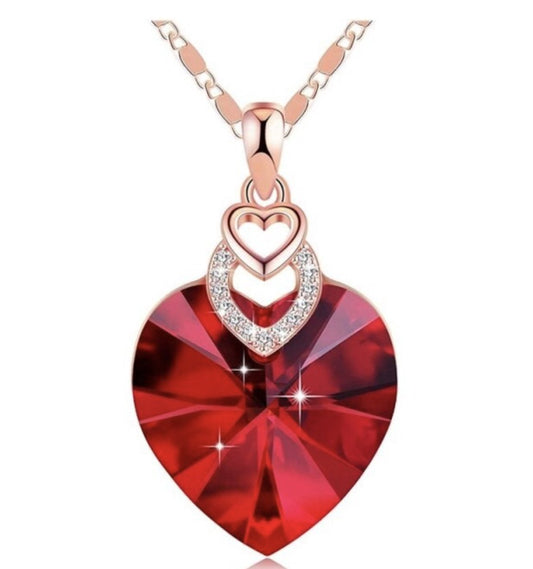Ketting dames met hartje steen rood