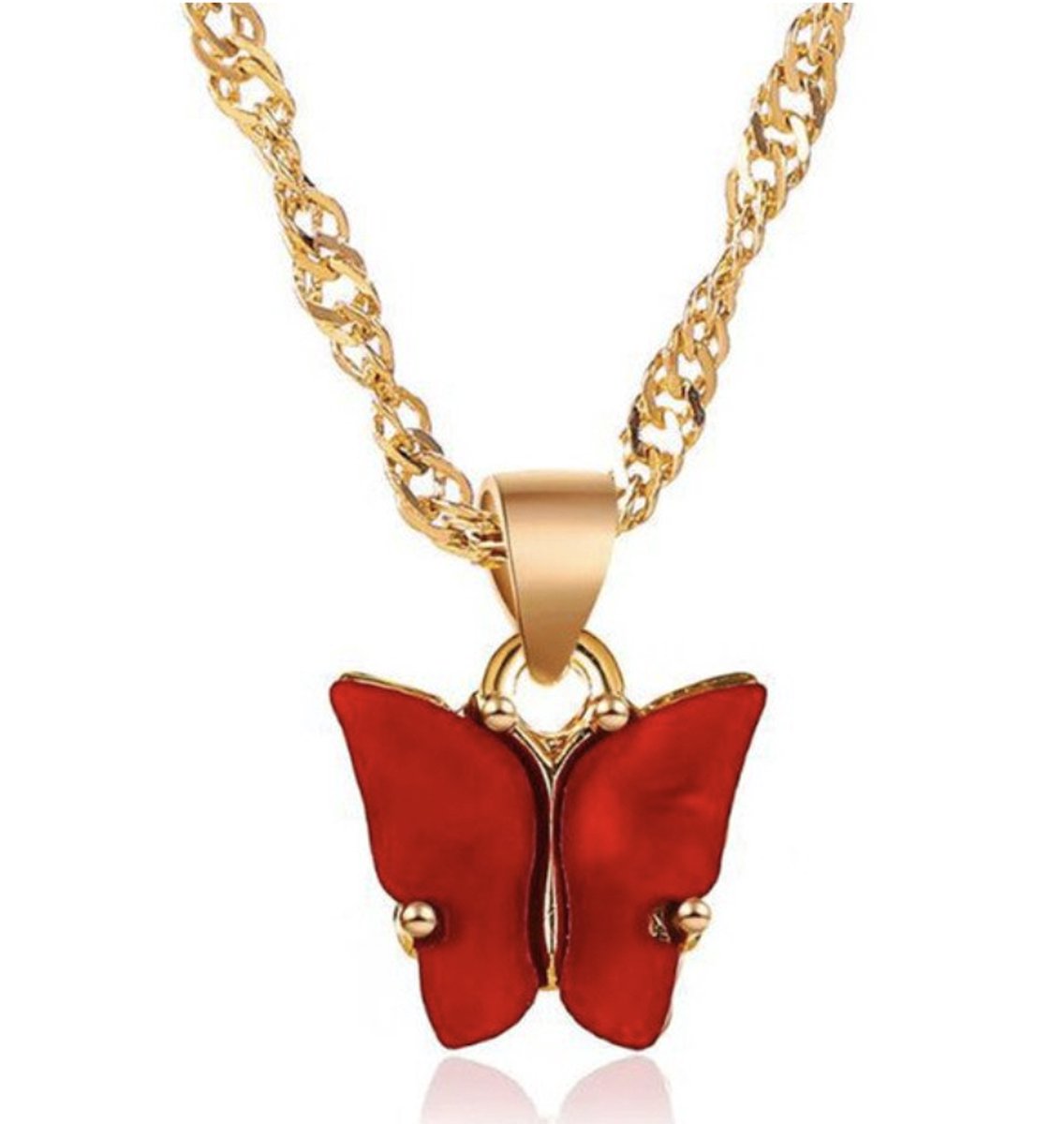 ketting met vlinder, rood