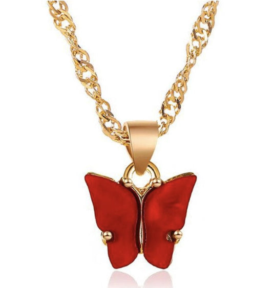 ketting met vlinder, rood