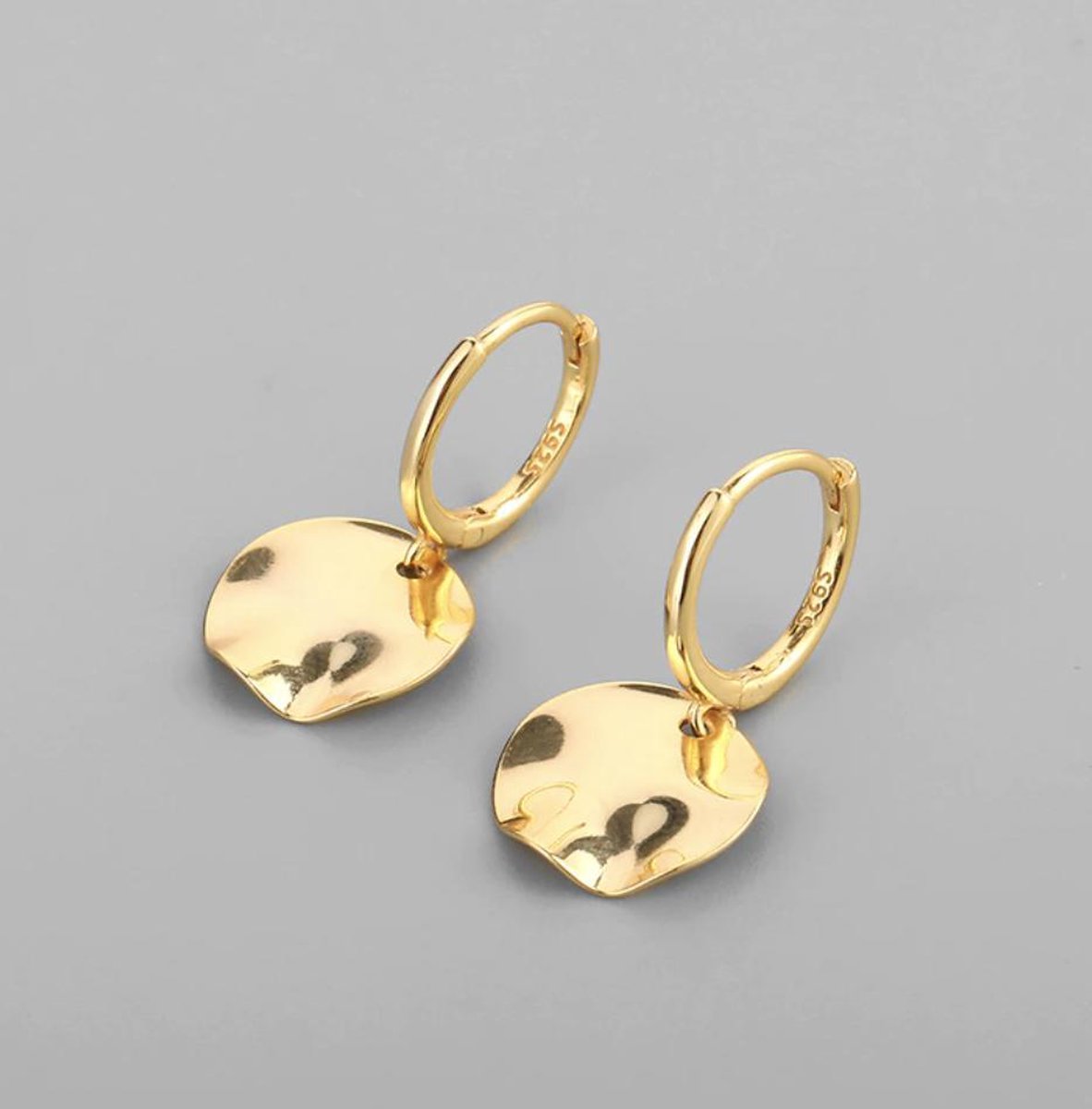 oorbellen met muntje, goud