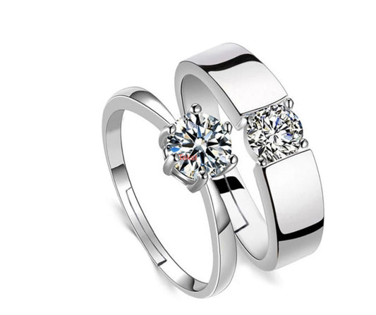 Zilveren ring dames en heren set zilver 925 verstelbare ringen