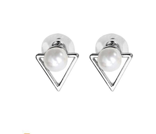 triangel oorbellen, zilver
