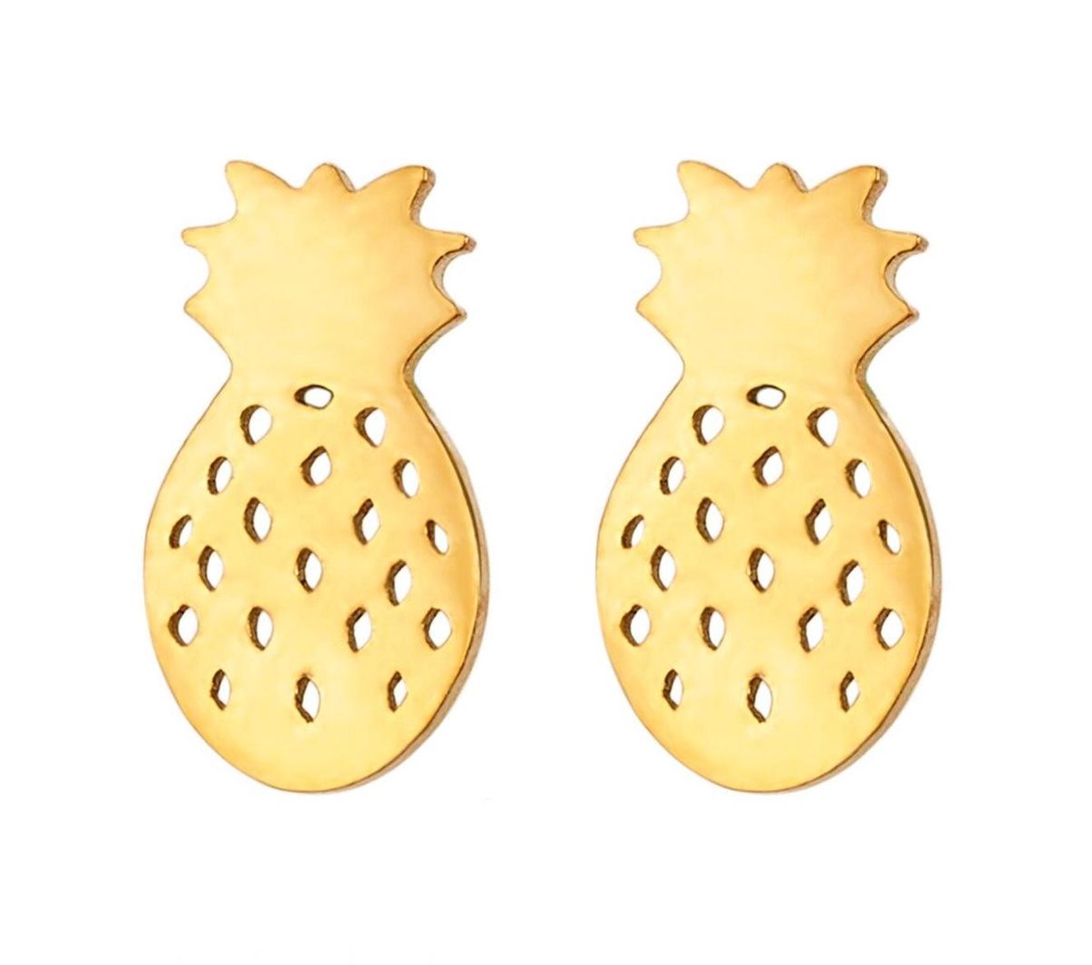 The pineapple earrings - goudkleurige oorknopjes - Liefs Jade