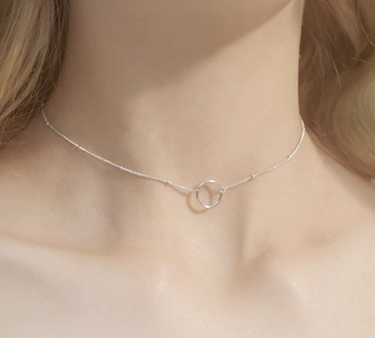 The circle necklace - dames choker zilver - Liefs Jade