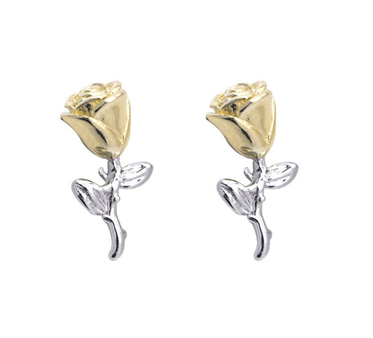 roos oorbellen, zilver / goud