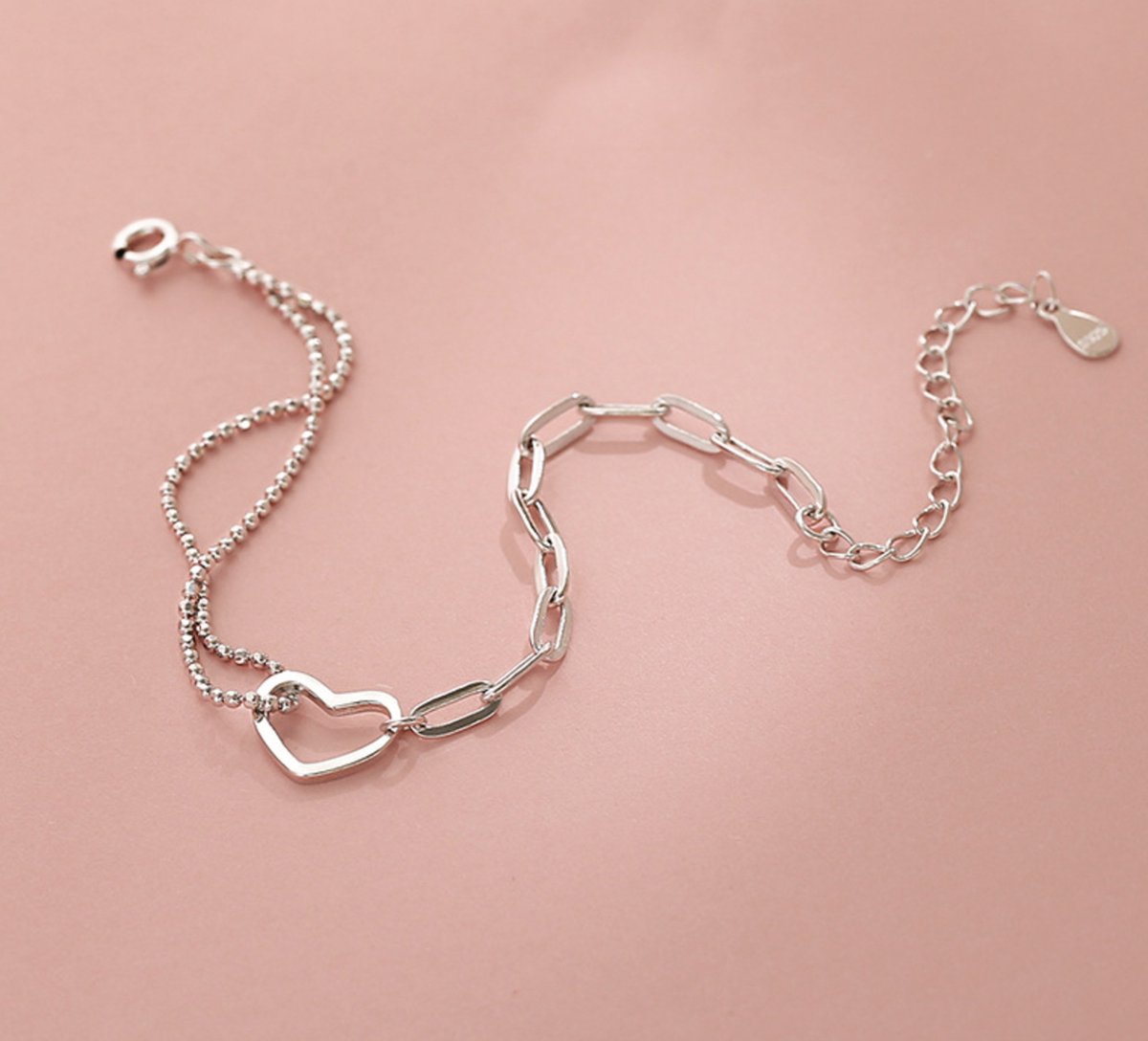 Zilveren hartjes armband