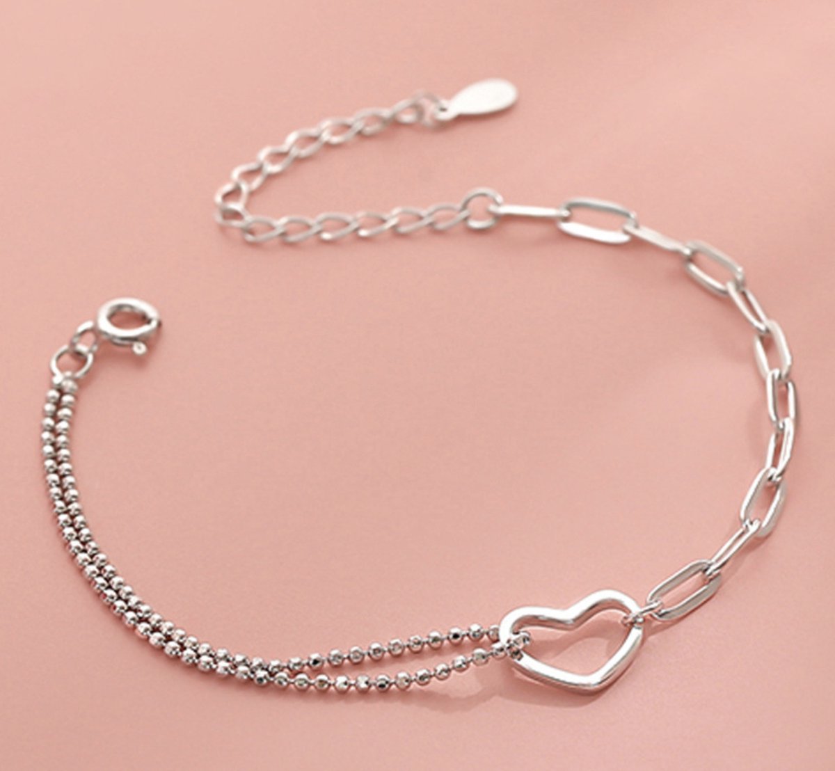 Zilveren hartjes armband
