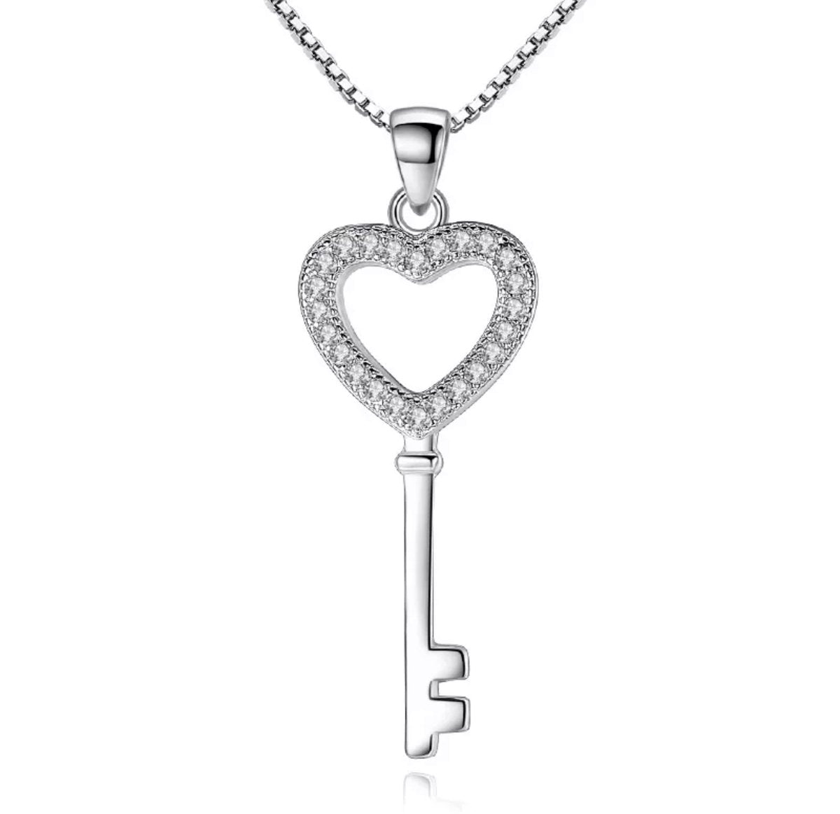 ketting met sleutel hanger, zilver
