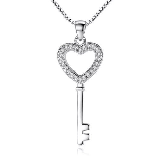 ketting met sleutel hanger, zilver