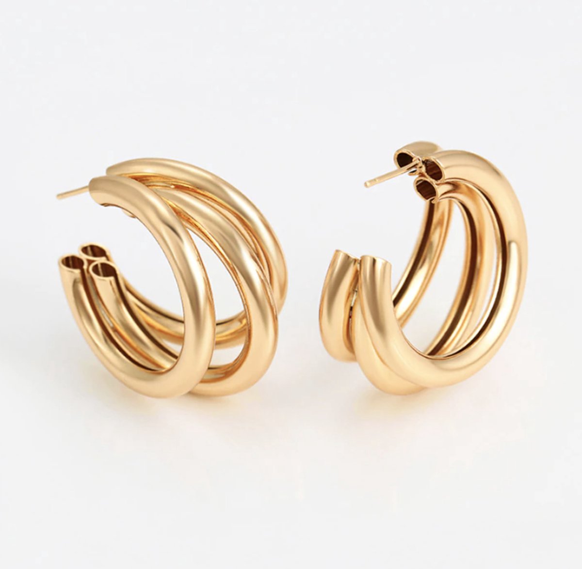 Double earrings - goudkleurige dames oorringen