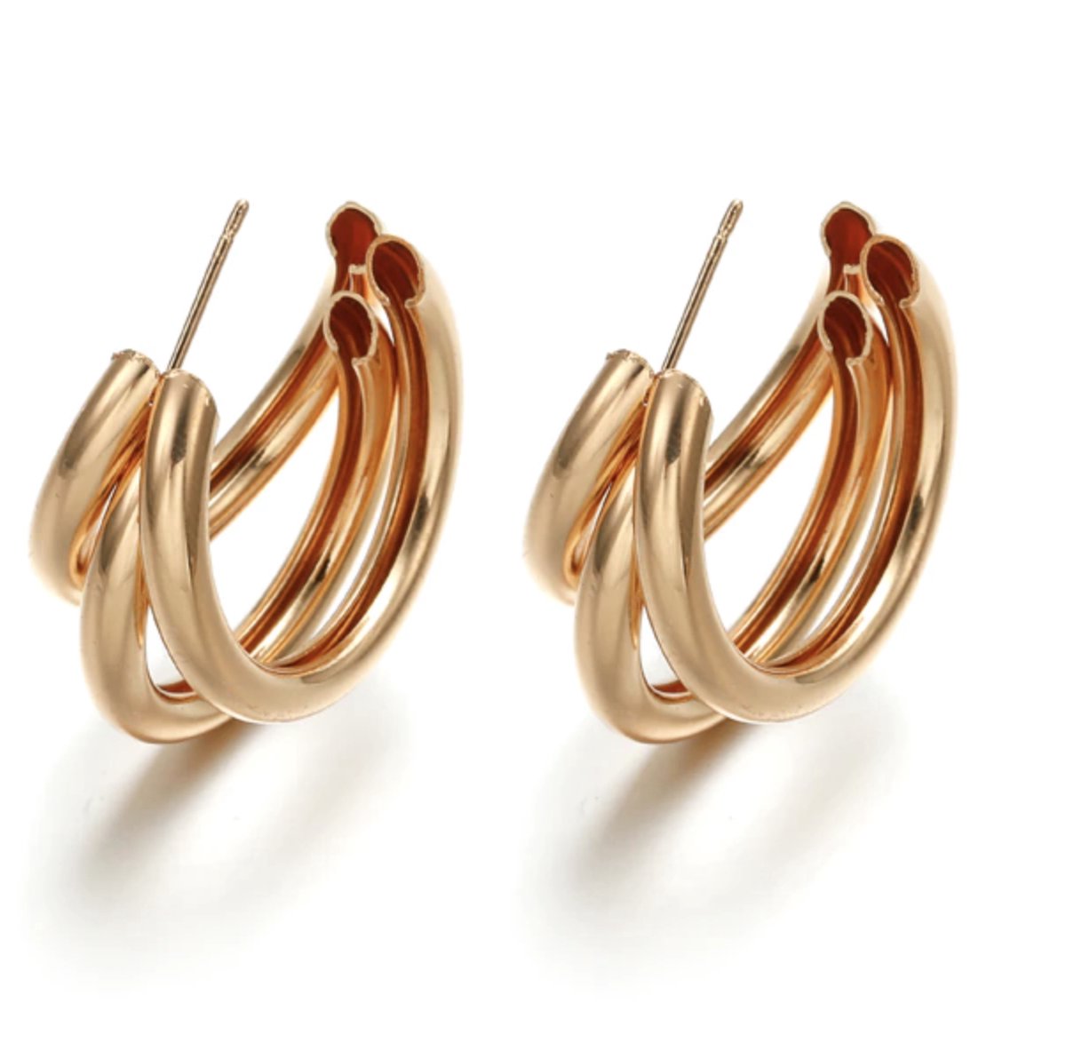 Double earrings - goudkleurige dames oorringen