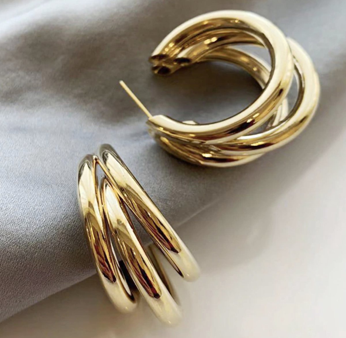 Double earrings - goudkleurige dames oorringen