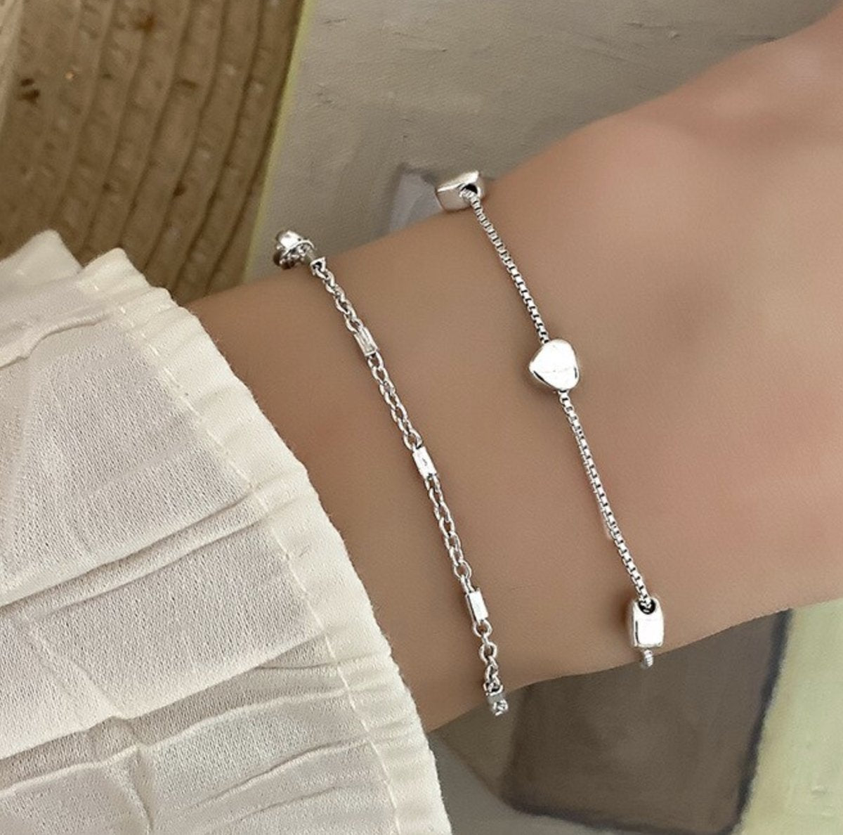Little hearts - zilveren dames armband 925 zilver plated met hartjes - Liefs Jade