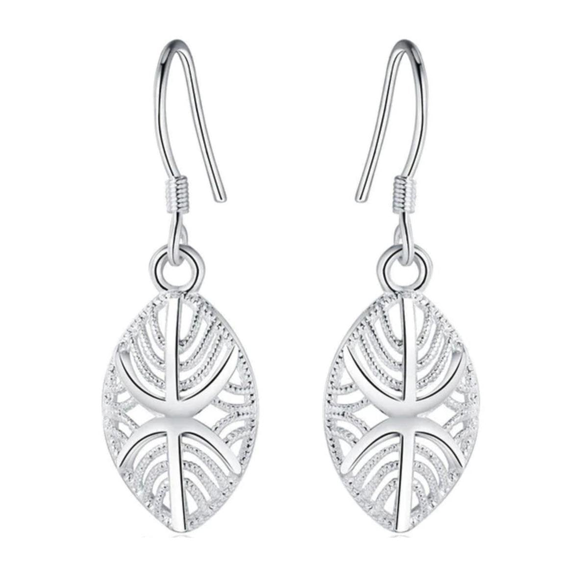Blad oorbellen, zilver