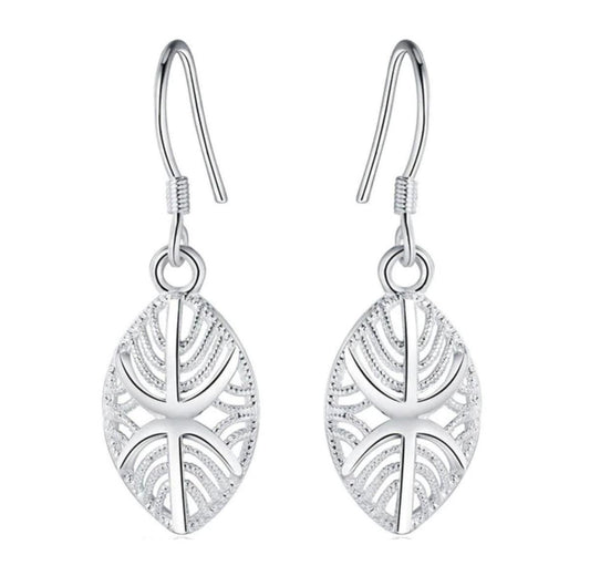 Blad oorbellen, zilver