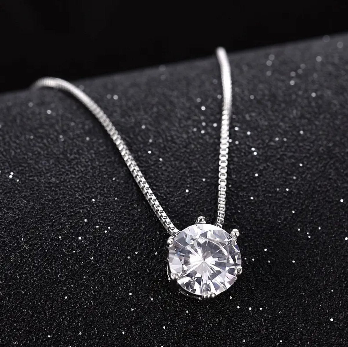 dames ketting met zirkonia, zilver