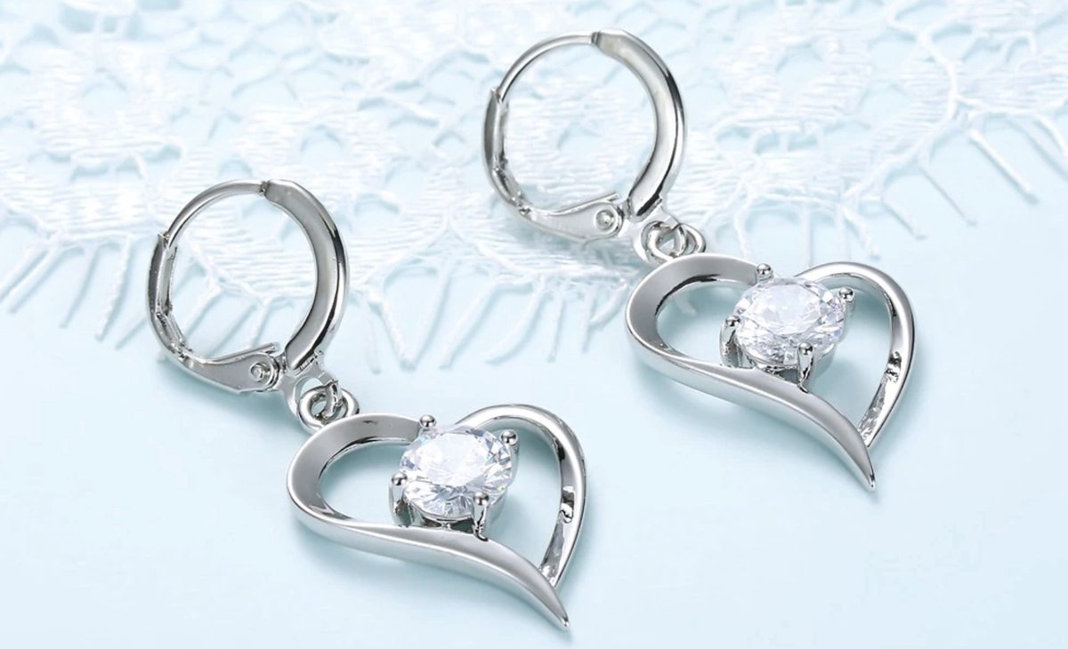 sieradenset hartje oorbellen en kettinkje zilver