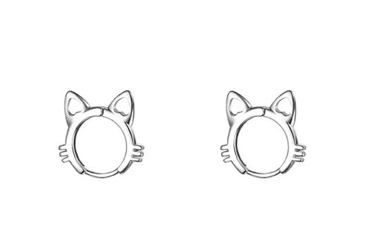 katten oorbellen, zilver