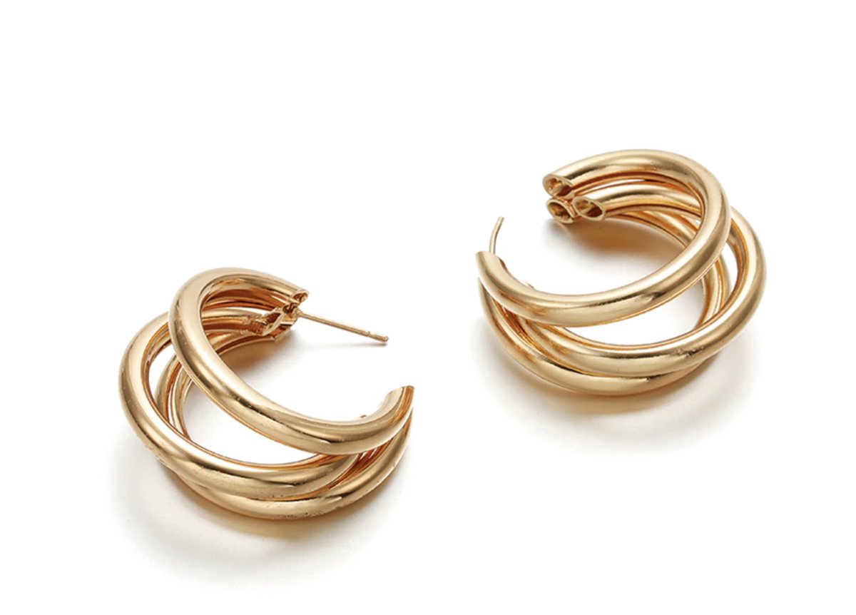 Double earrings - goudkleurige dames oorringen