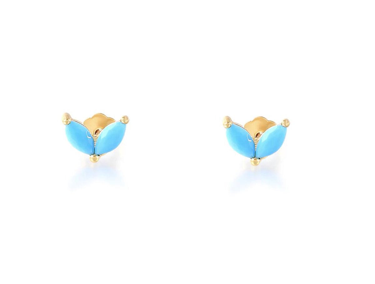 turquoise oorbellen, goud