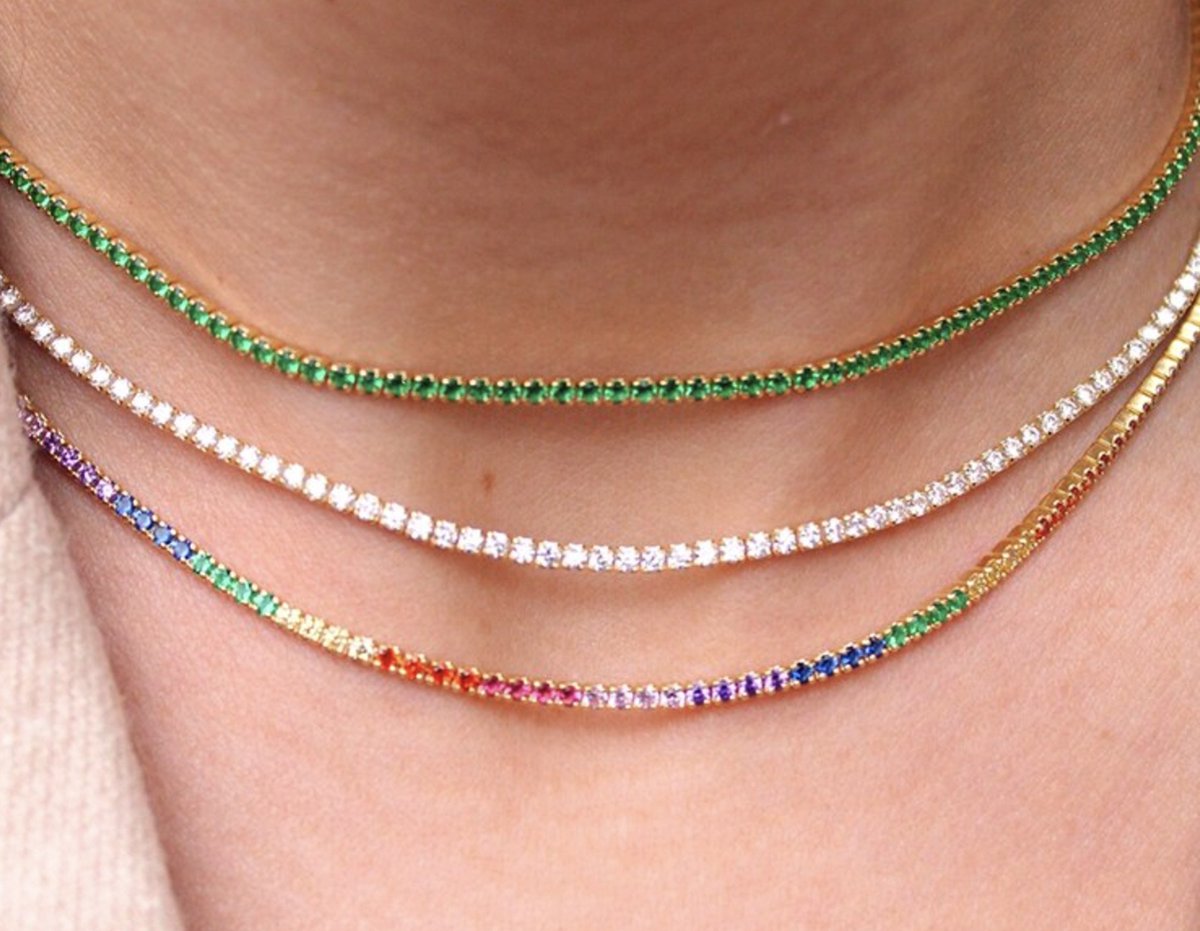 ketting dames met multi color steentjes