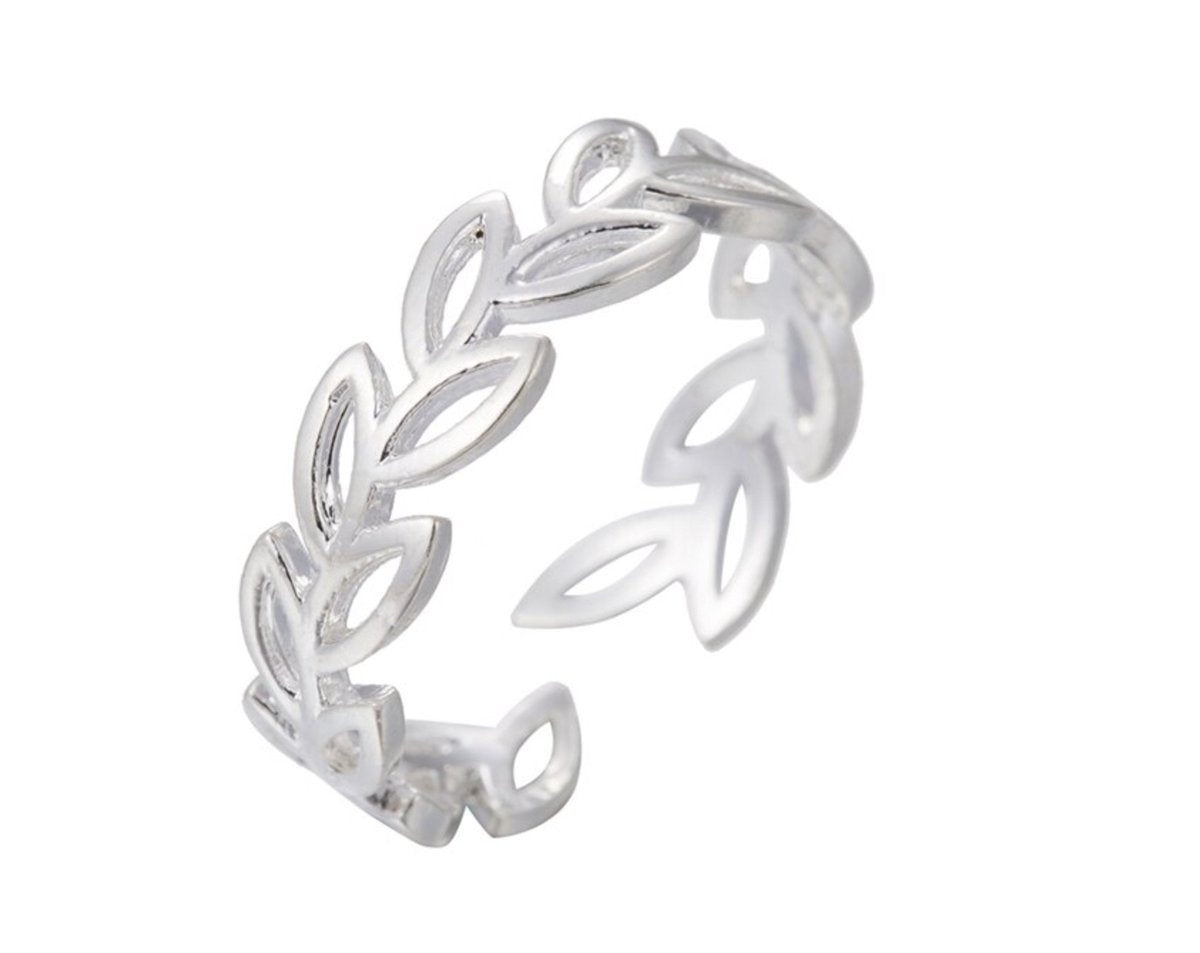 The green girl ring - zilveren dames ring 925 plated met blaadjes - Liefs Jade