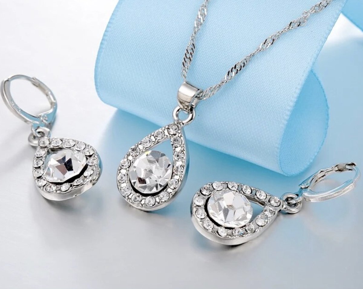 sieradenset druppel, zilver