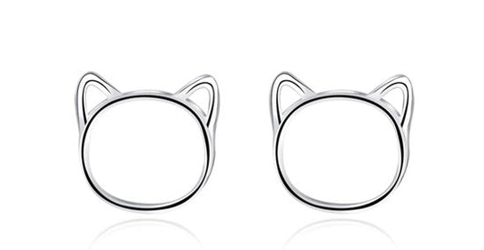katten oorbellen, zilver
