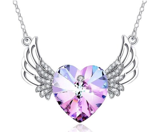 ketting met engel vleugels paars