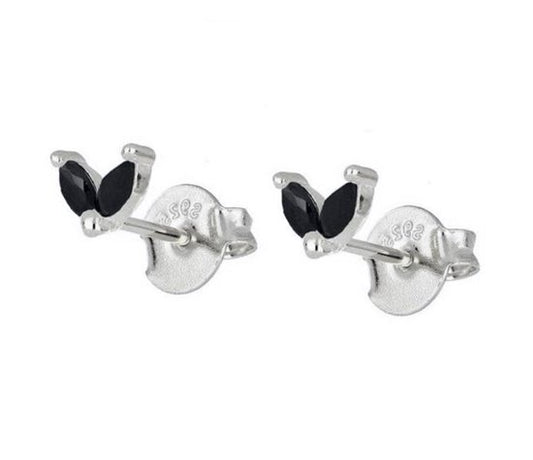 hartjes oorbellen, zilver, zwart