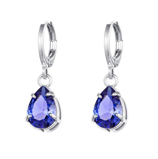 oorhangers zilver met zirkonia steen blauw
