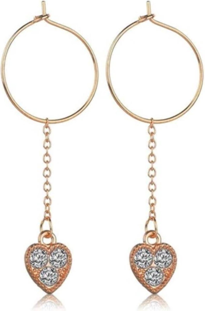 sieraden setje met hartje oorbellen en ketting, goud