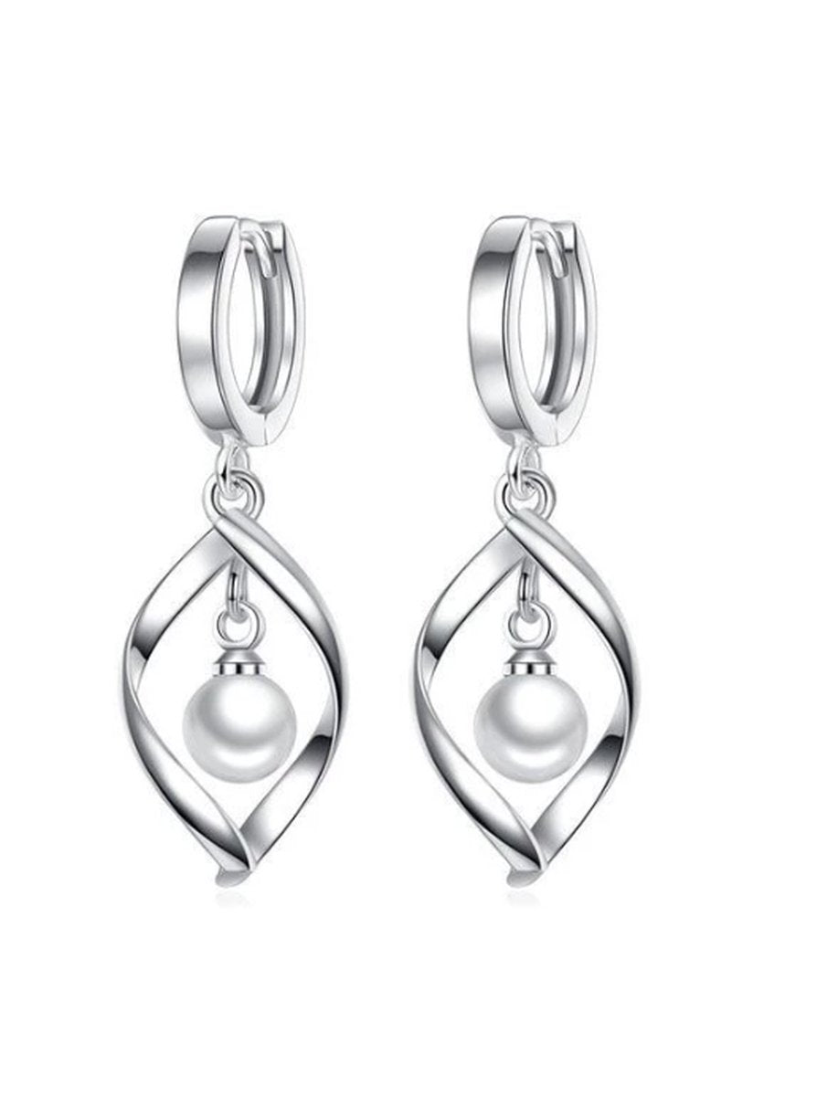 sieraden set ketting met oorbellen 925 zilver met parel
